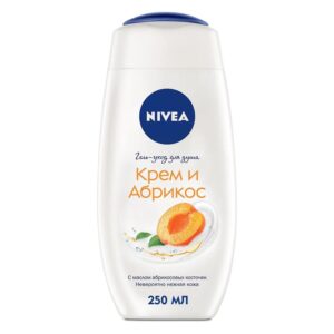 nivea apricot cream shower care gel, 250 ml