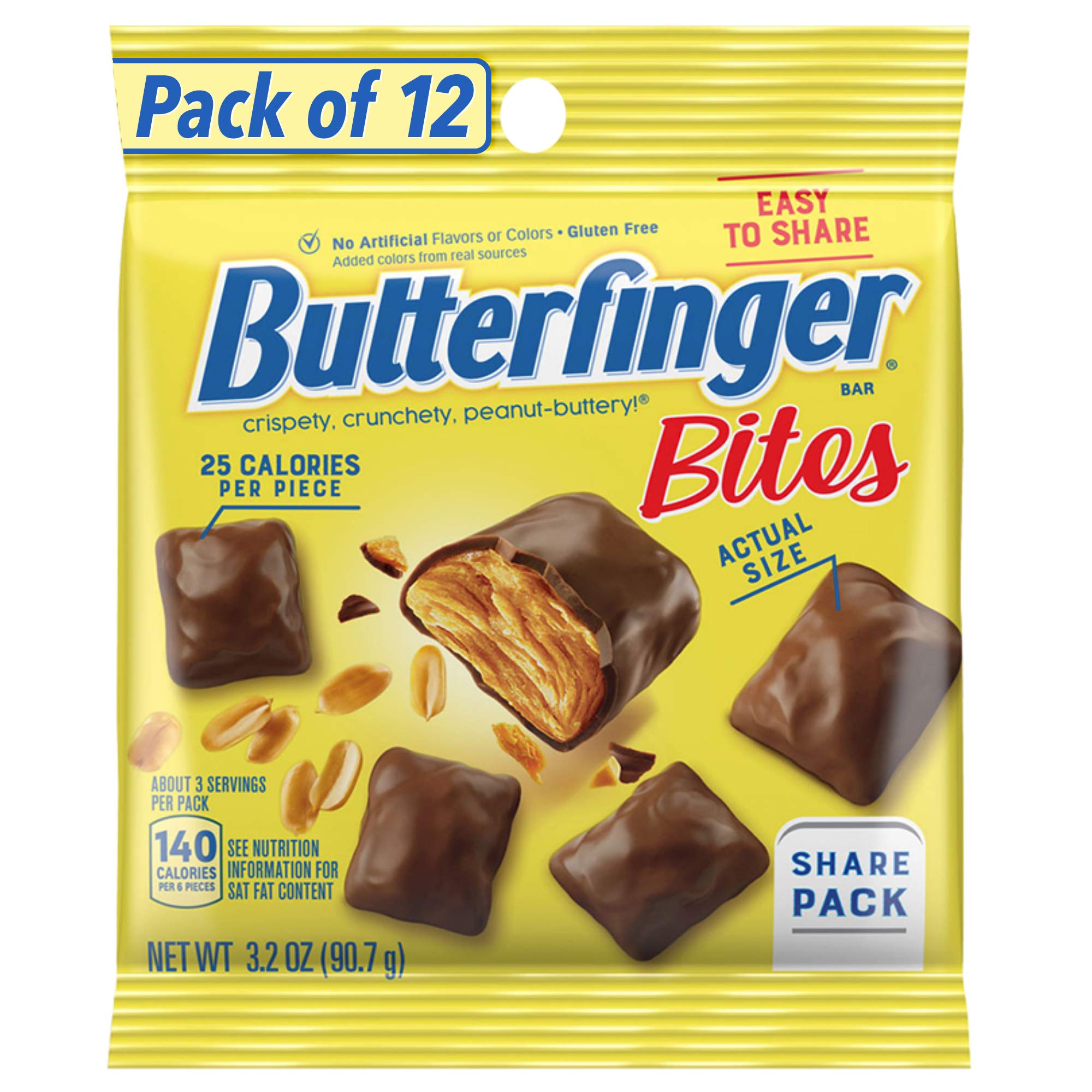 butterfinger bite sized peanut buttery chocolate y candy bars, 8 oz bag