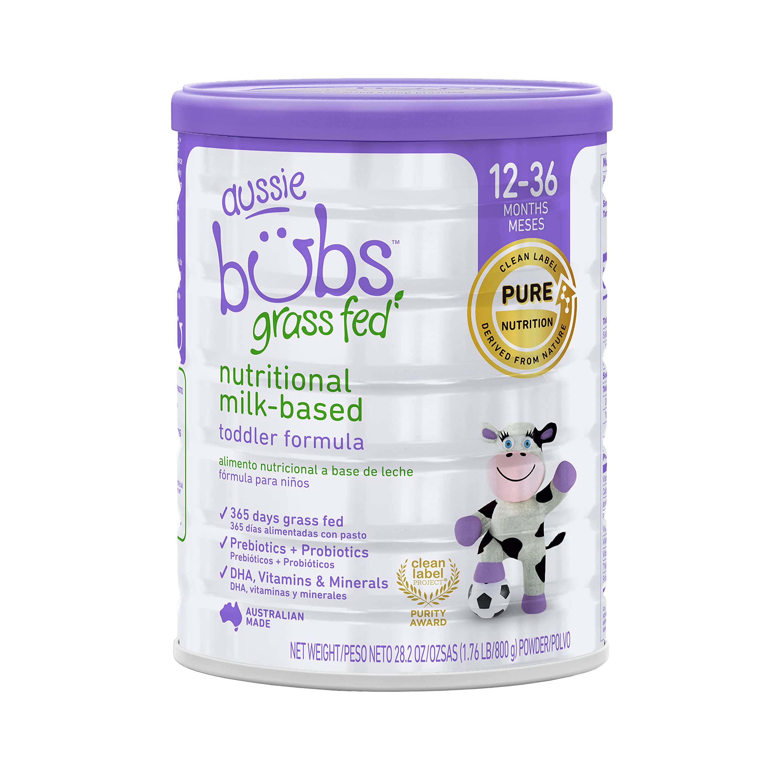 aussie bubs grass fed nutritional milk based toddler formula, powder, 28.2 oz