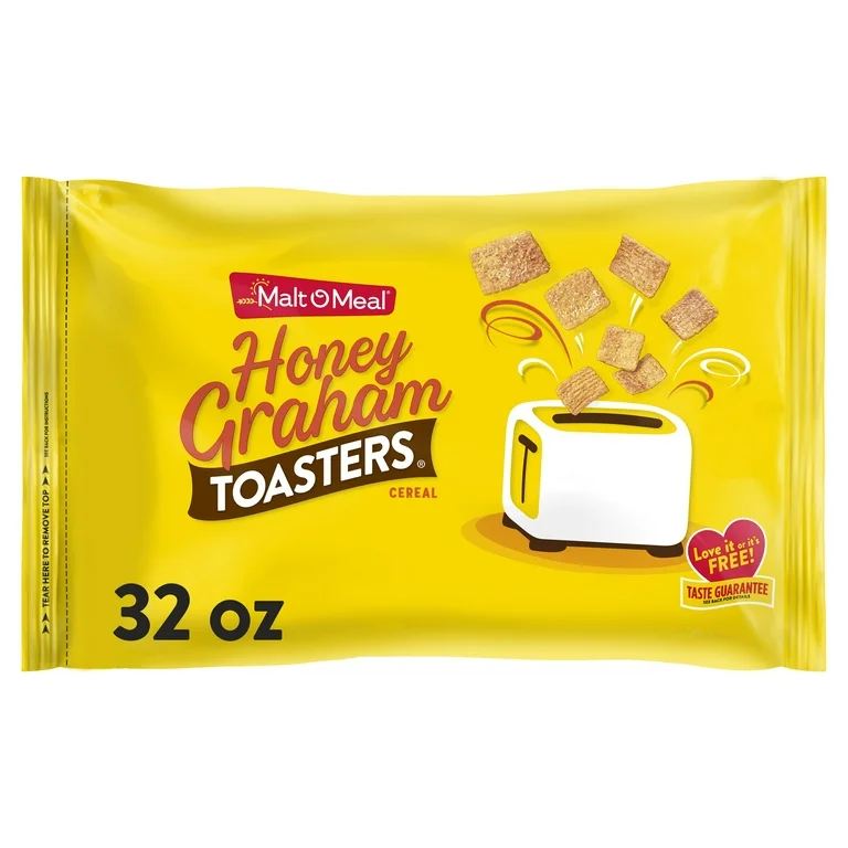 malt o meal honey graham toasters® kids breakfast cereal, family size bulk bagged cereal, 32 ounce 1 count