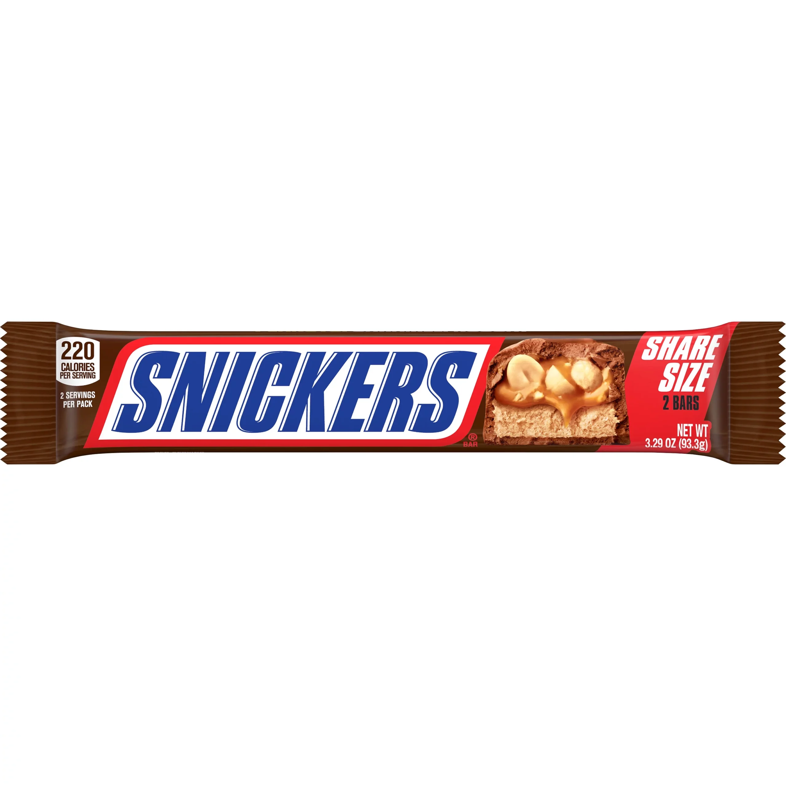 snickers milk chocolate candy bars, share size 3.29 oz