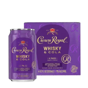 crown royal whisky and cola canadian whisky cocktail, 4 pack (4 x 12 fl oz)