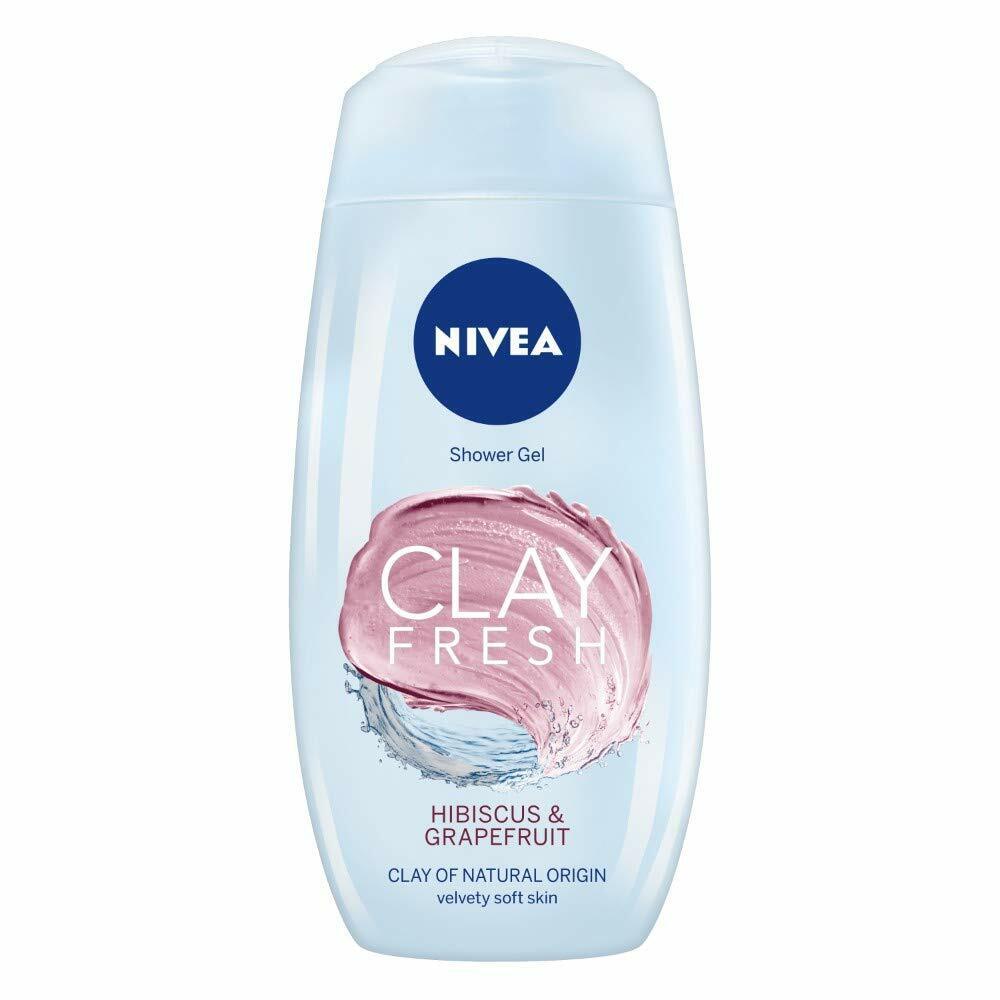 nivea shower gel with clay spa natural clay, sage and hibiscus, 250 ml