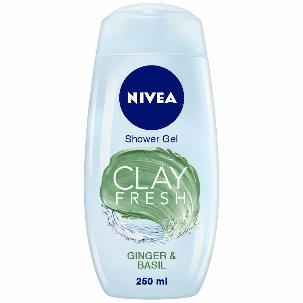 nivea shower gel with clay spa natural clay, ginger and basil, 250 ml