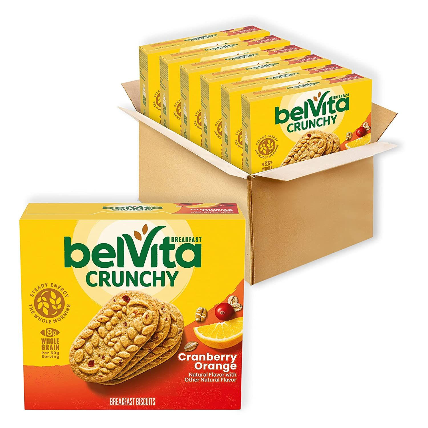 belvita cranberry orange breakfast biscuits, 5 packs (4 biscuits per pack)
